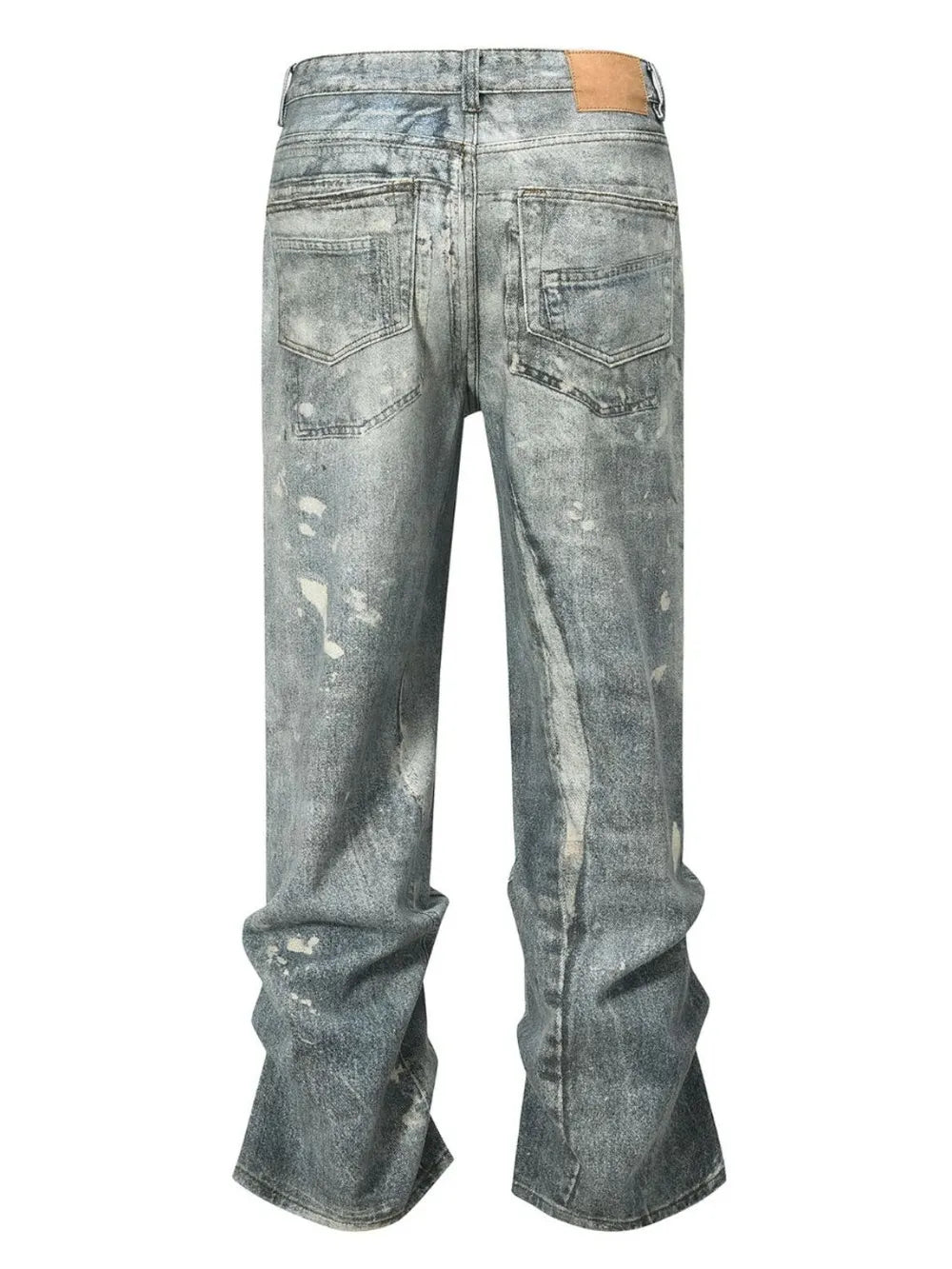Men's Washed Printed Straight Jeans - Premium Japanese Denim