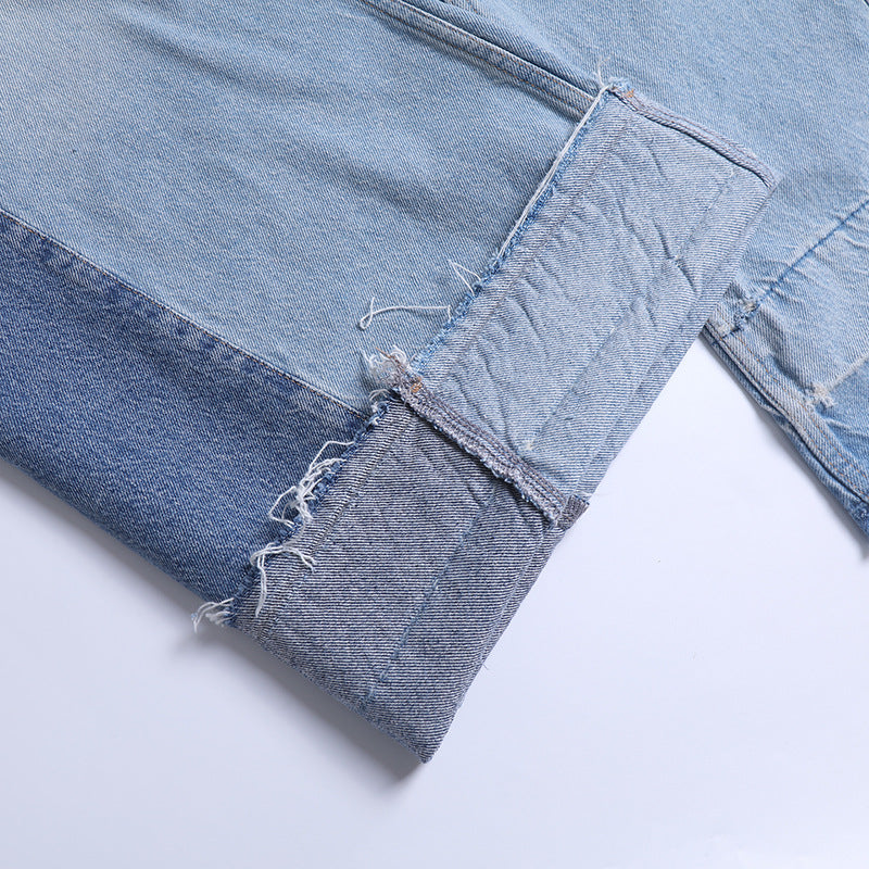 Color Block Design Wide Leg Jeans for Women