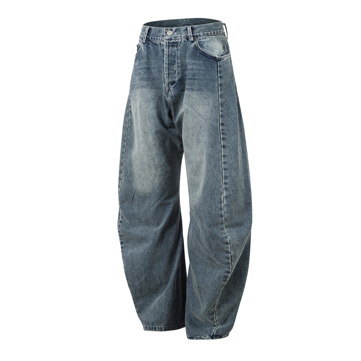 Washed Blue Denim Loose Fit Jeans for Men