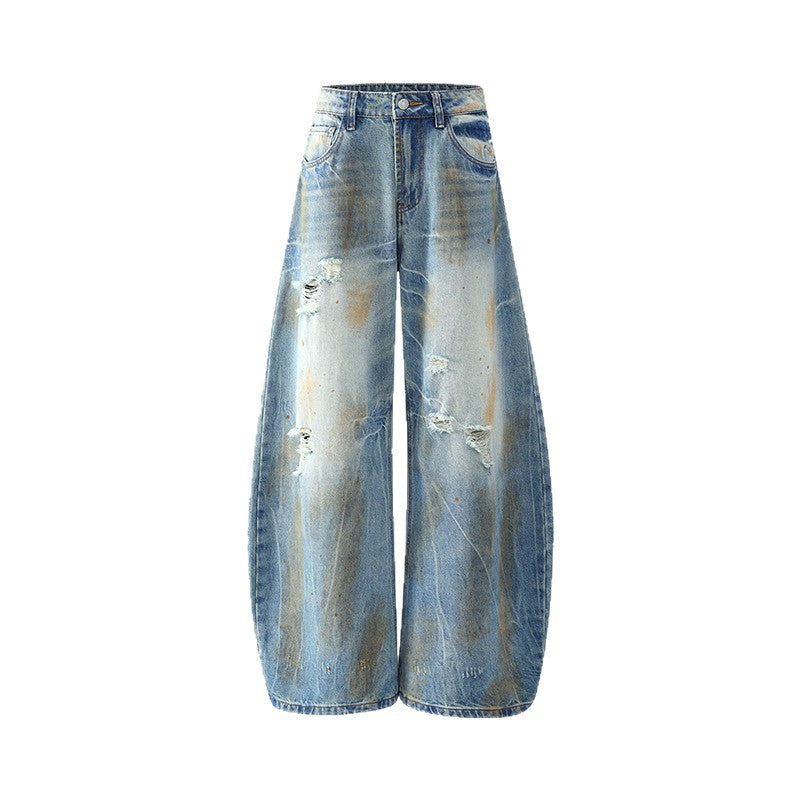 Loose Slightly Flared Slim and Wide Leg Denim Pants