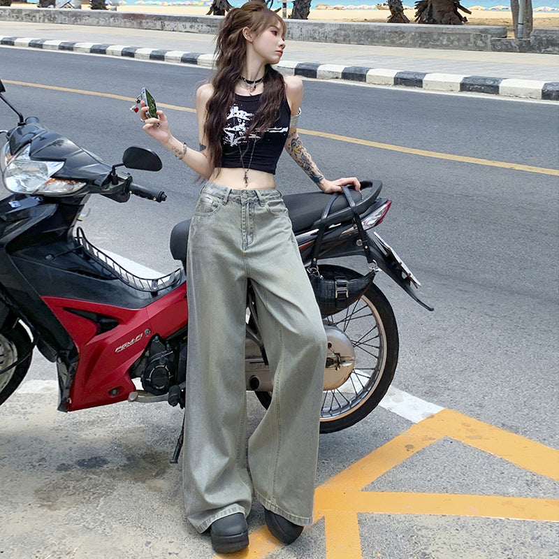 Women's Lyocell Tencel Wide Leg Jeans - Summer Thin Style Loose Fit