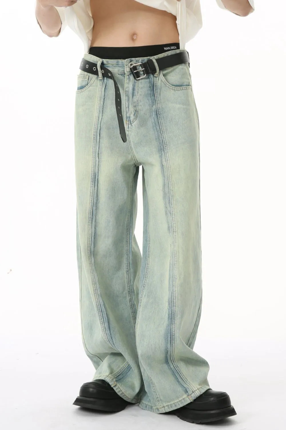 Premium Wide Leg Jeans with Pockets - Japanese Denim