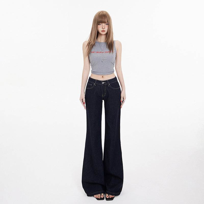Low Waist Loose Flare Pants - Versatile Slimming Draped Slight Flare Denim Pants for Women
