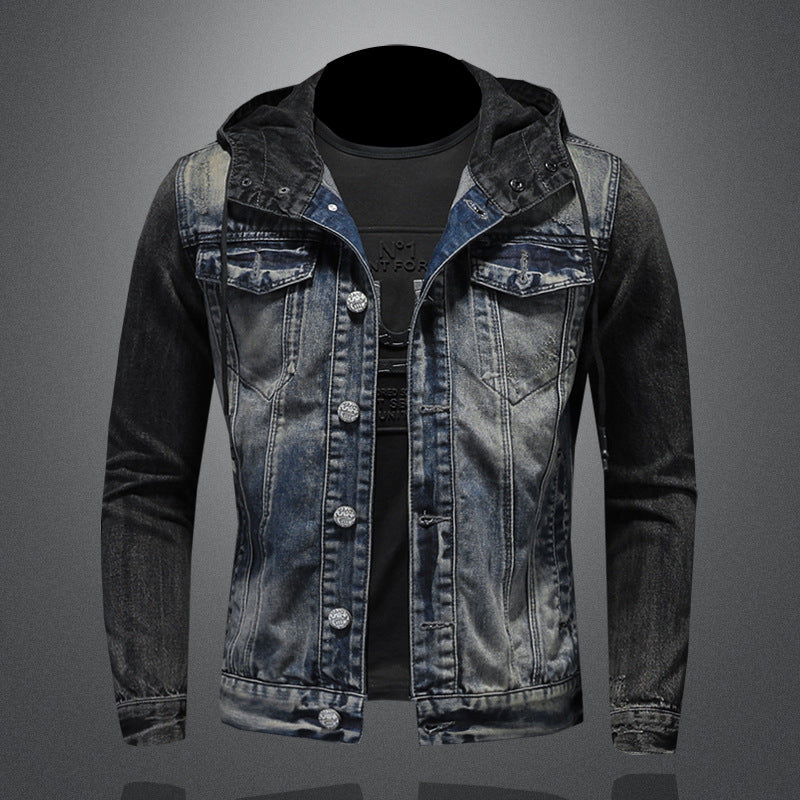 Hooded Denim Jacket for Men - Spring Casual Oversized Fit Coat