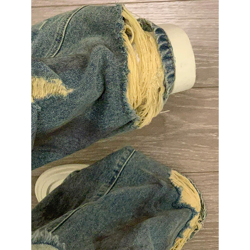 Summer Retro Loose BF Wide Leg Pants - Blue Denim