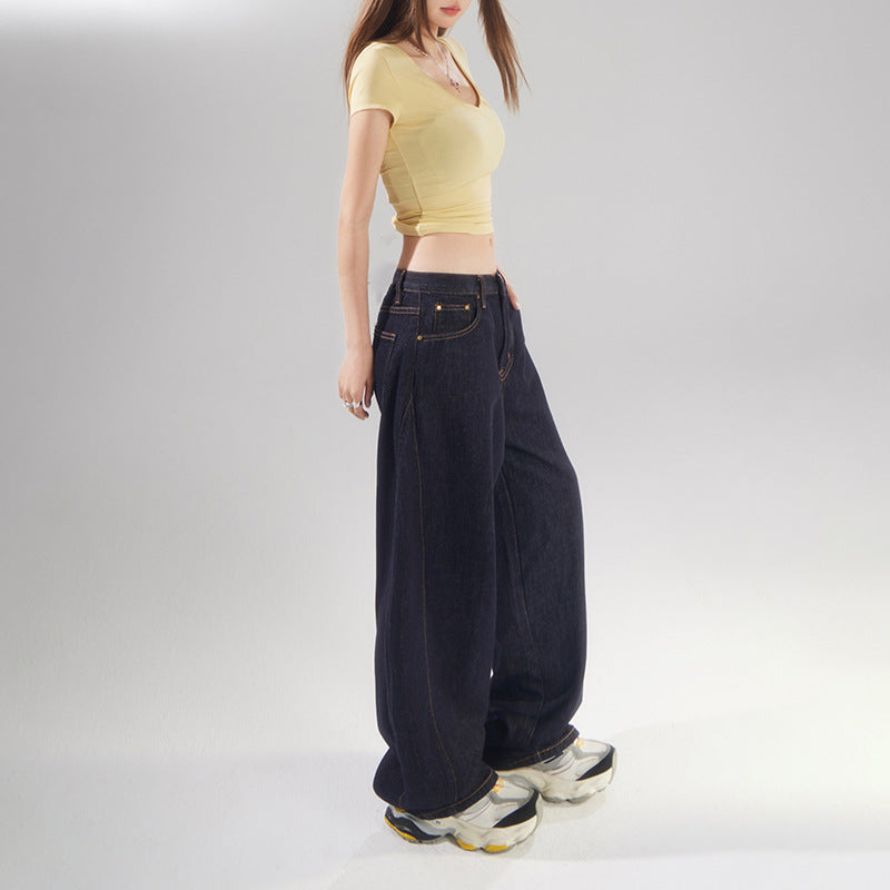Slashed Silhouette Deconstructed Vintage Denim Pants for Women