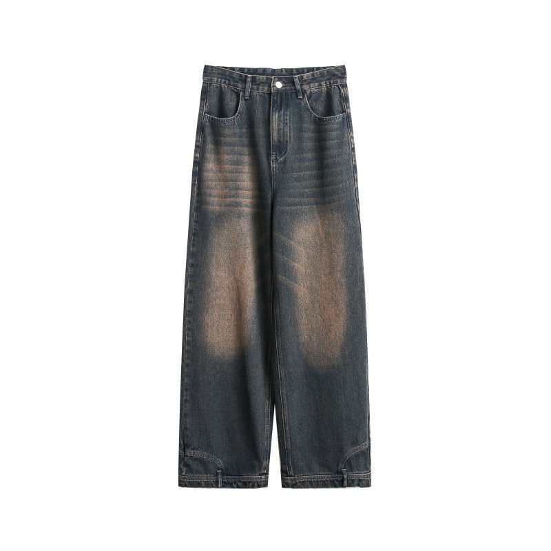 Japanese Retro Loose Wide Leg Jeans - Vintage Blue
