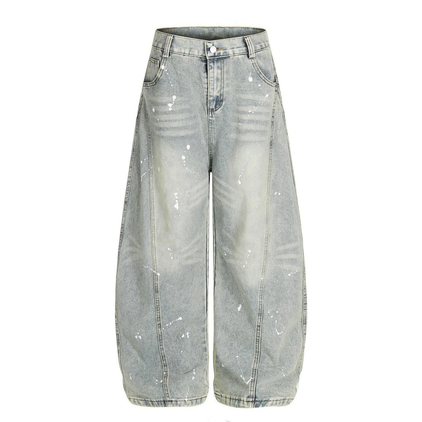Retro Ink Distressed Washed Wide Leg Jeans