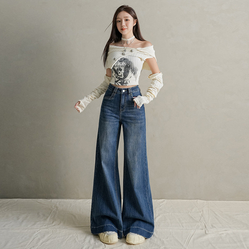 High Waist Loose Fit Denim Pants for Women - Trendy Wide Leg Trousers