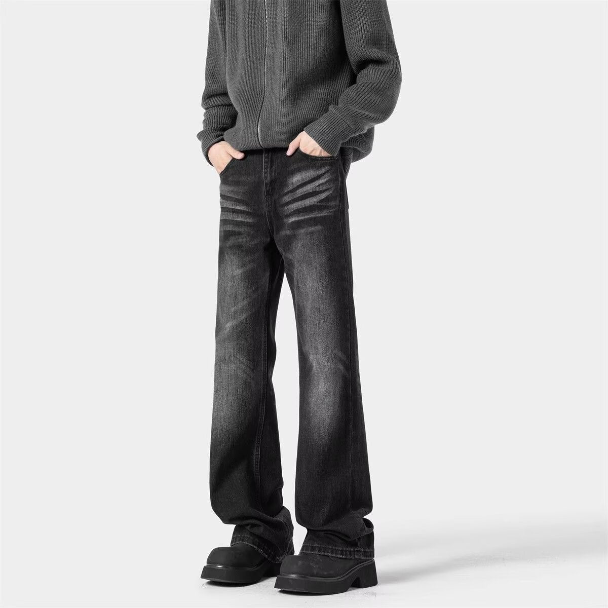 Retro Summer Straight Leg Wide Leg Flared Jeans for Boys