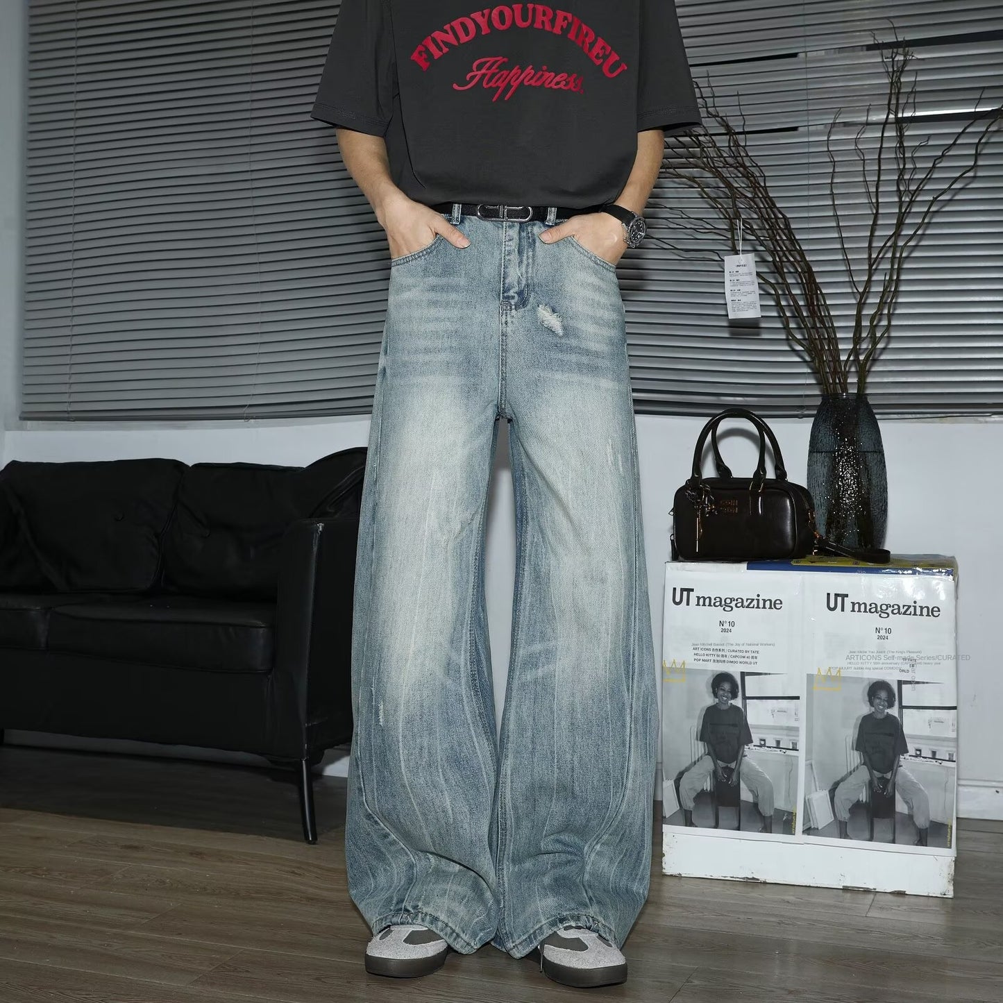 Retro Loose Wide Leg Denim Pants for Men - High Street Vibe