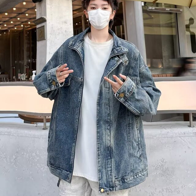 Men's Vintage Washed Denim Jacket - Premium Japanese Craftsmanship