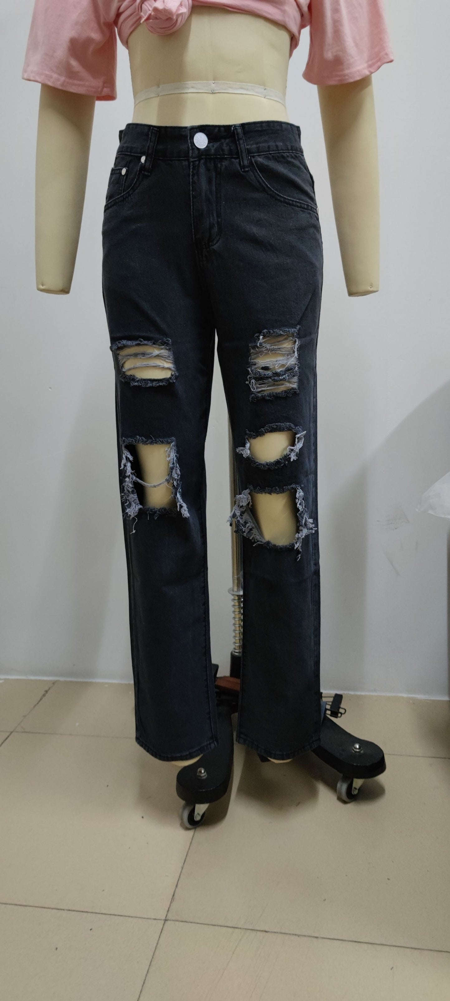 Sexy Summer Ripped High Waist Jeans for Women - Vintage Distressed Denim Trousers