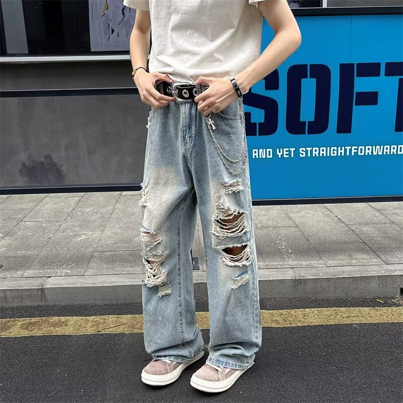 Summer Vintage Wide Leg Straight Leg Pants for Men