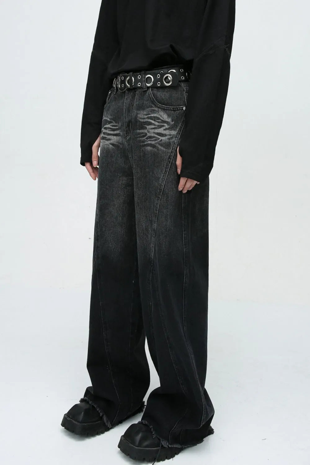 Premium Raw Hem Jeans with Pockets