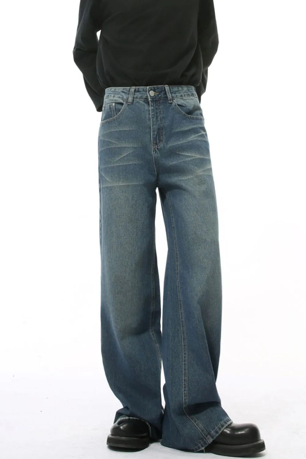 Wide Leg Pocketed Jeans - Premium Japanese Denim
