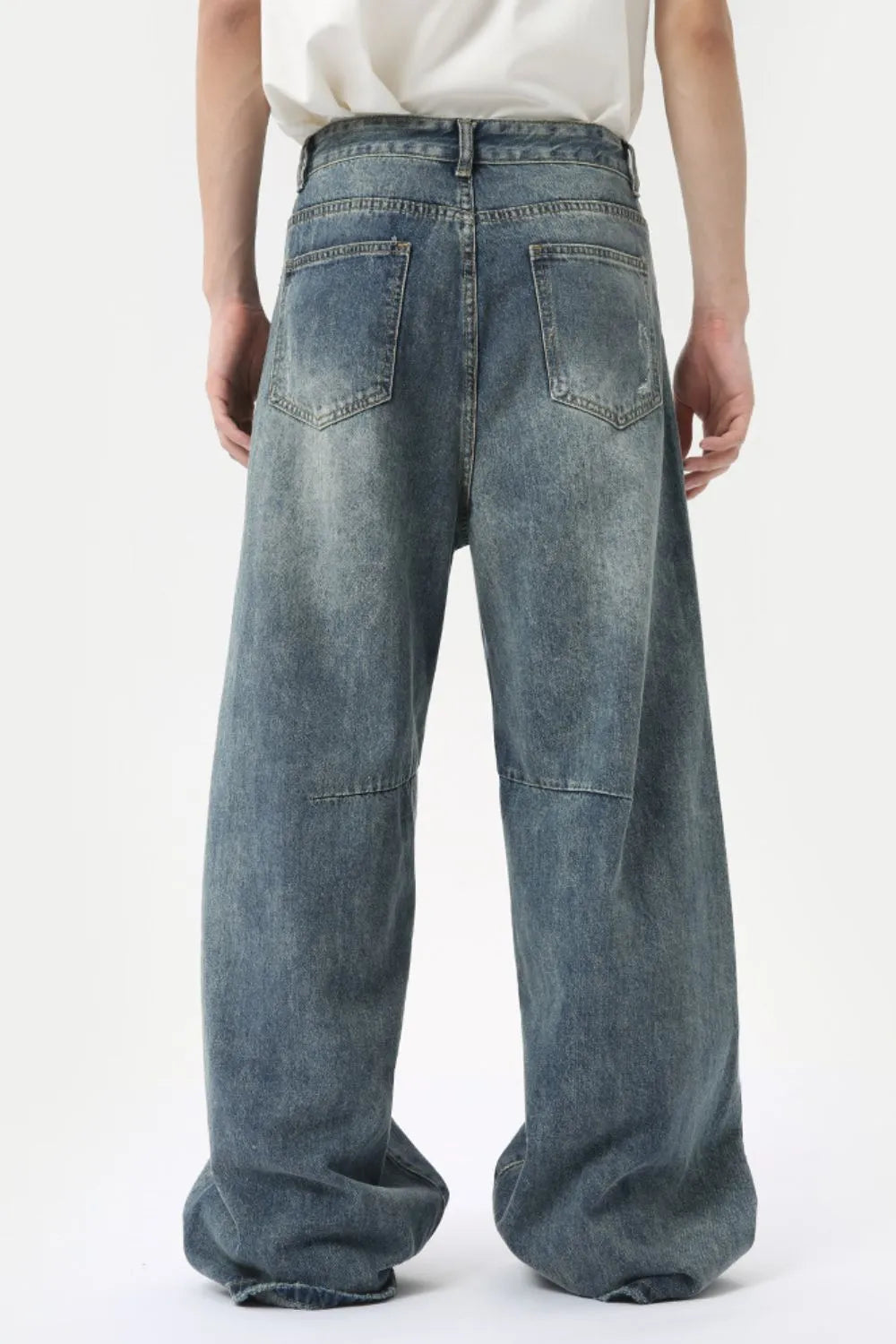 Premium Distressed Wide Leg Men's Jeans with Pockets