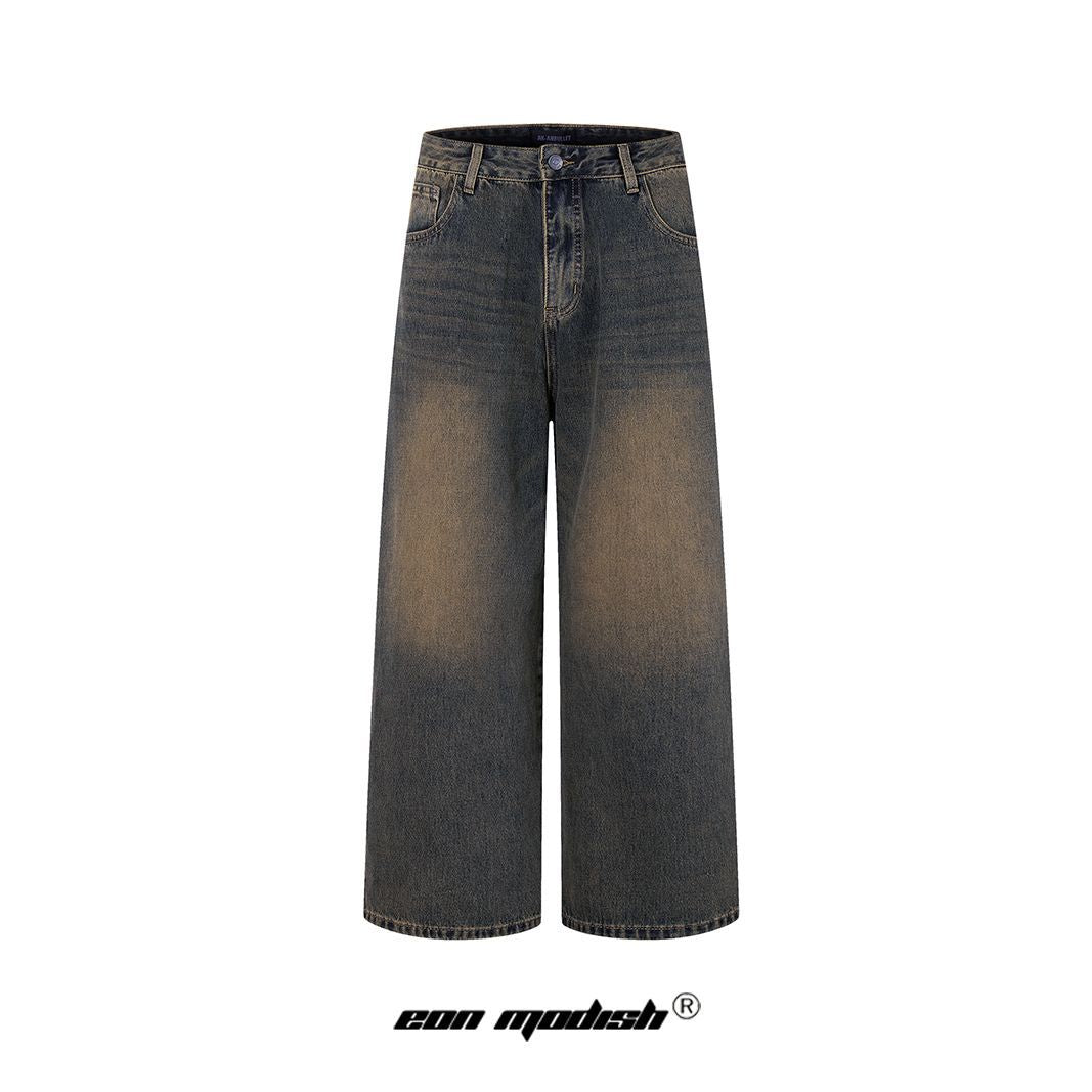 Retro Washed Loose Straight Jeans - Premium Japanese Denim