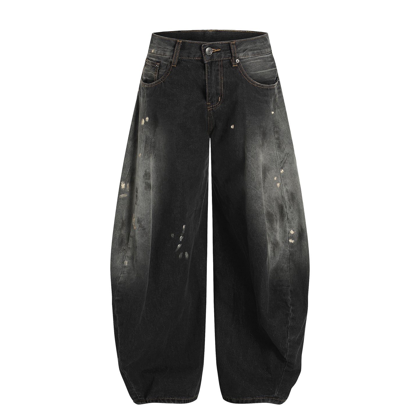Wash and Stain Denim Loose Wide Leg Pants