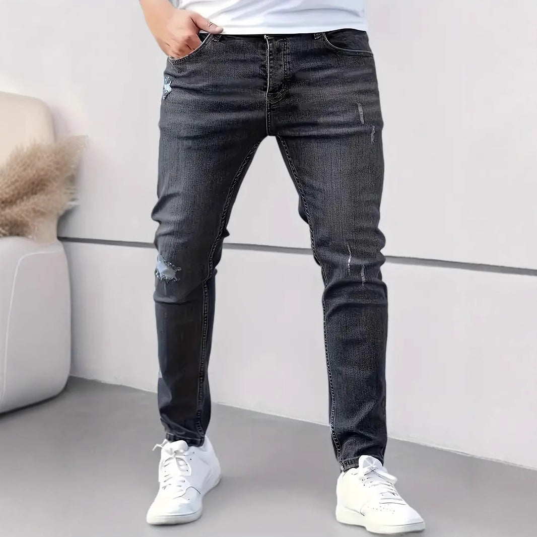 Men's American Style Elastic Skinny Jeans - Tight Fit Denim Pants