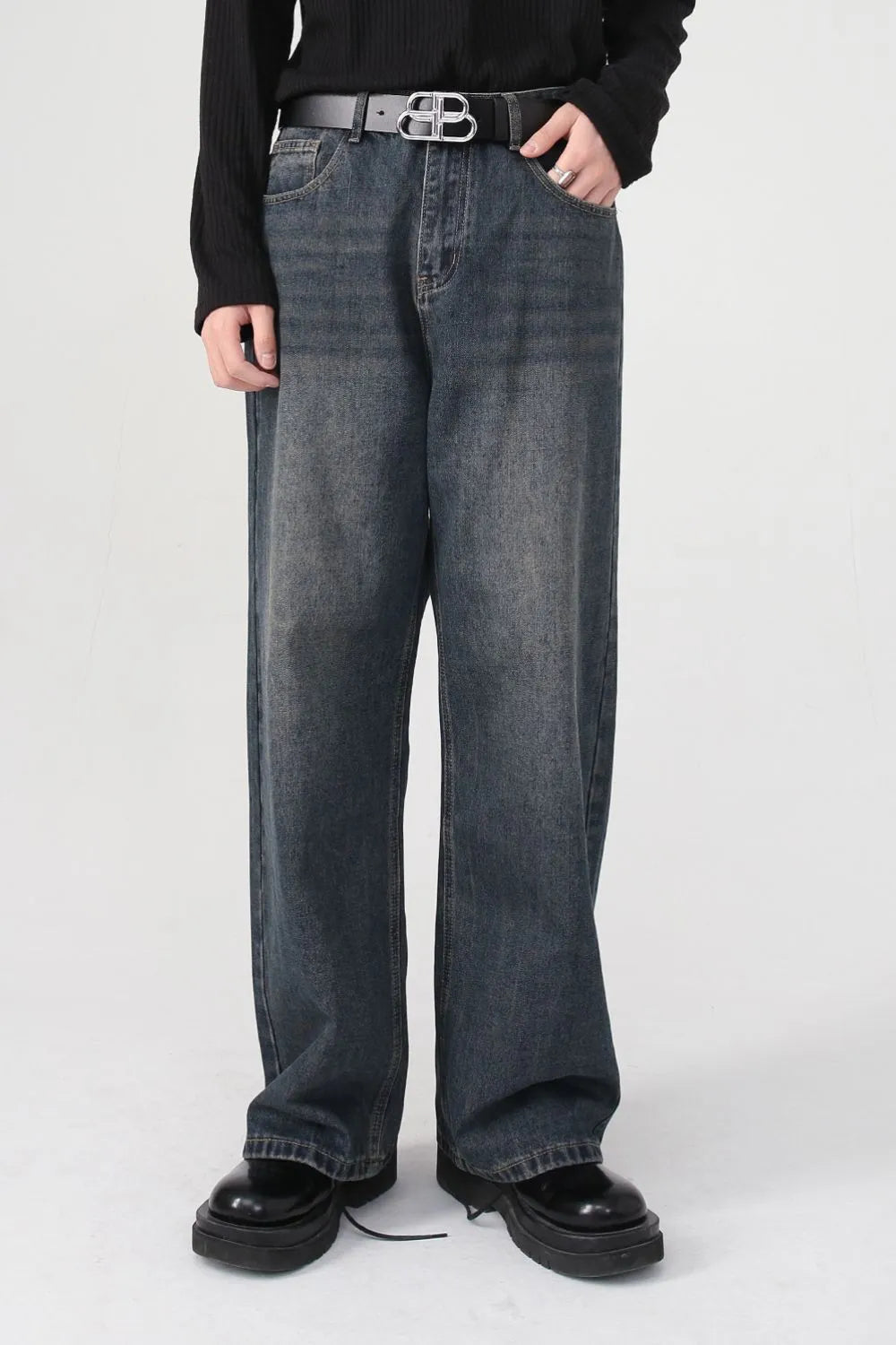 Premium Wide Leg Jeans with Pockets - Japanese Denim