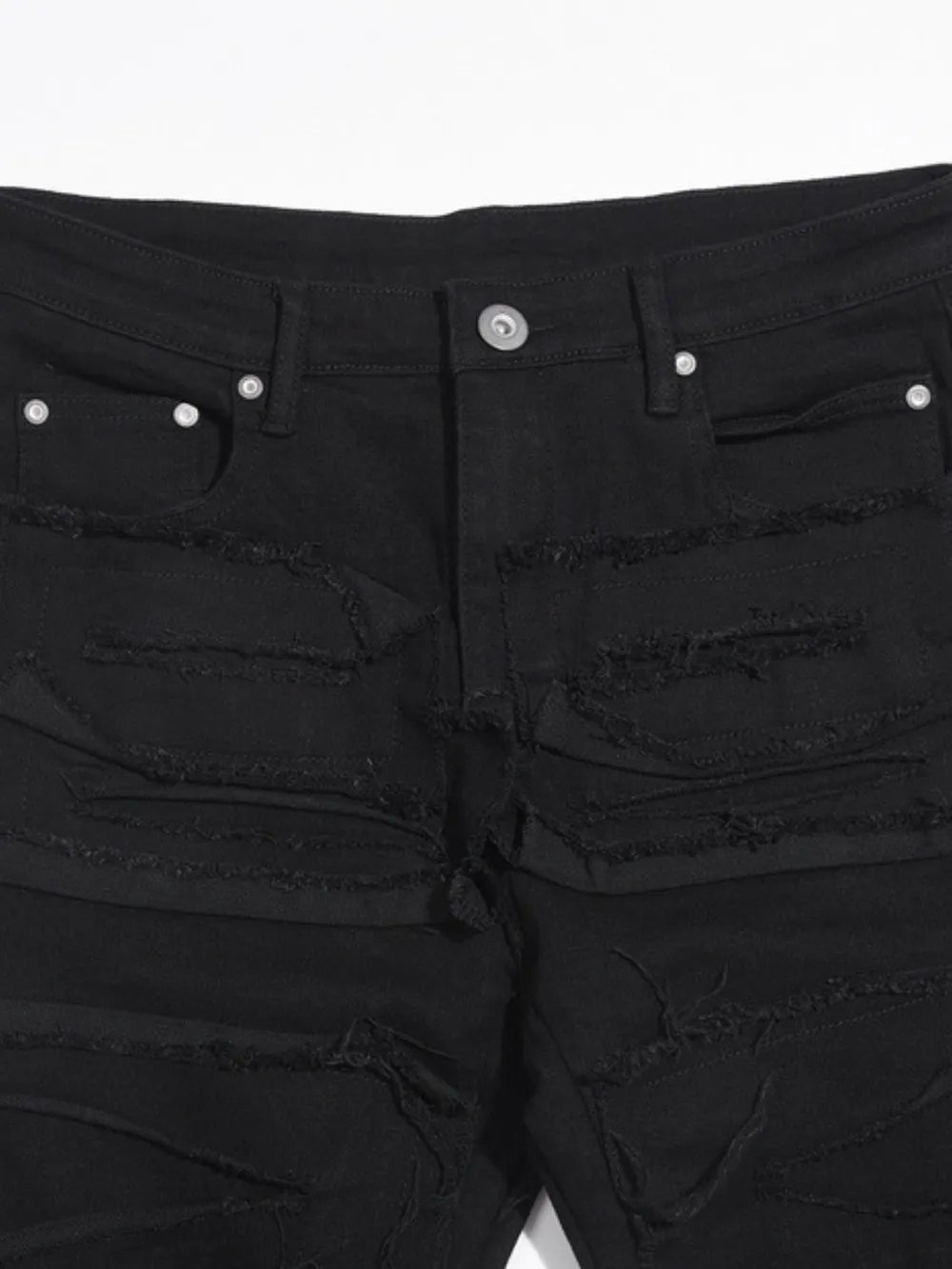 Men's Washed Distressed Panelled Jeans - Premium Japanese Denim