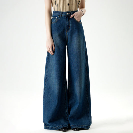 Women's Elegant Wide-Leg Jeans - Casual Hip-Covering Trousers