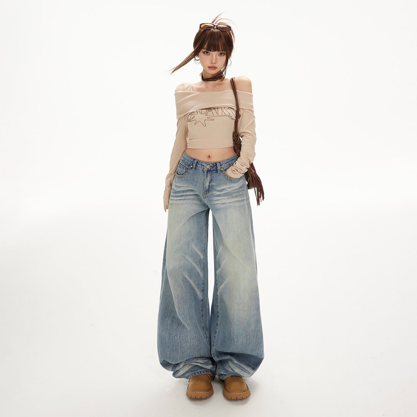 Women's Wide-Leg Jeans - Slimming Loose Straight Tube Pants