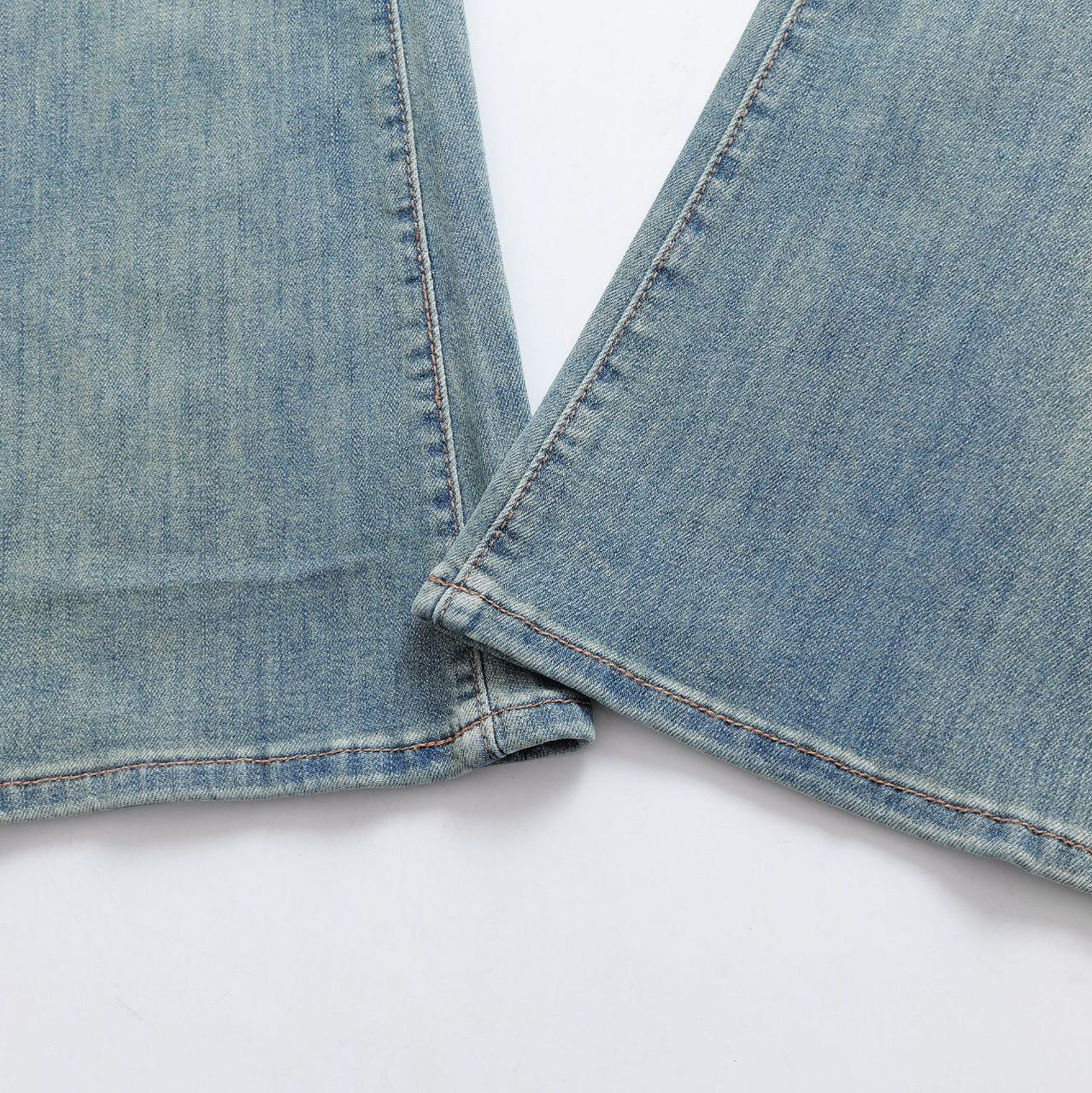 Low Waist Button Slim Fit Flared Jeans - Nostalgic Blue