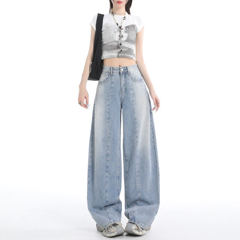 Thin Tencel Wide-Leg Jeans for Women - High-Waist Loose Flared Pants