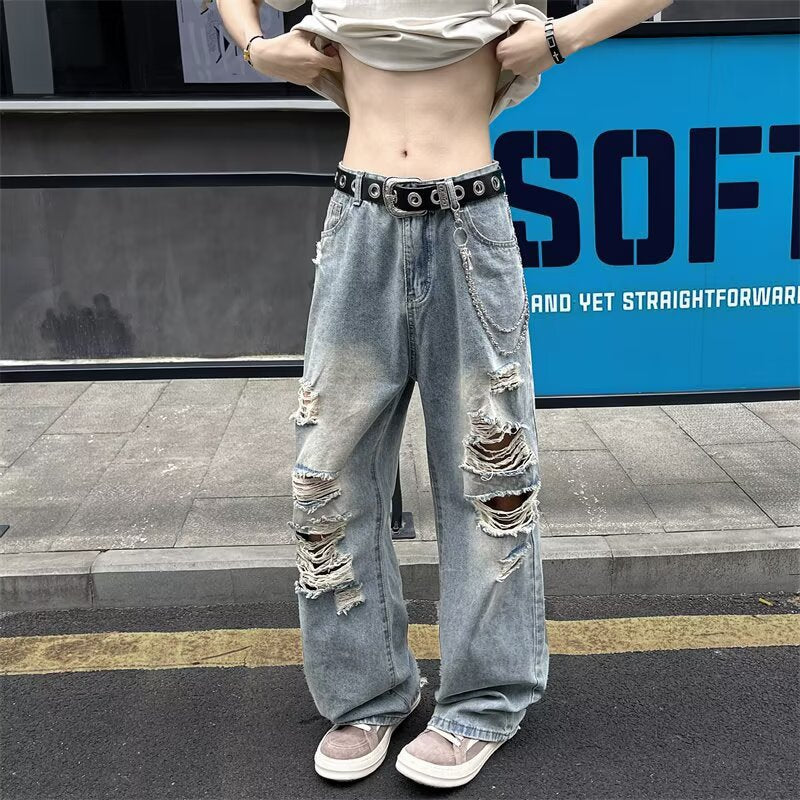 Summer Vintage Wide Leg Straight Leg Pants for Men