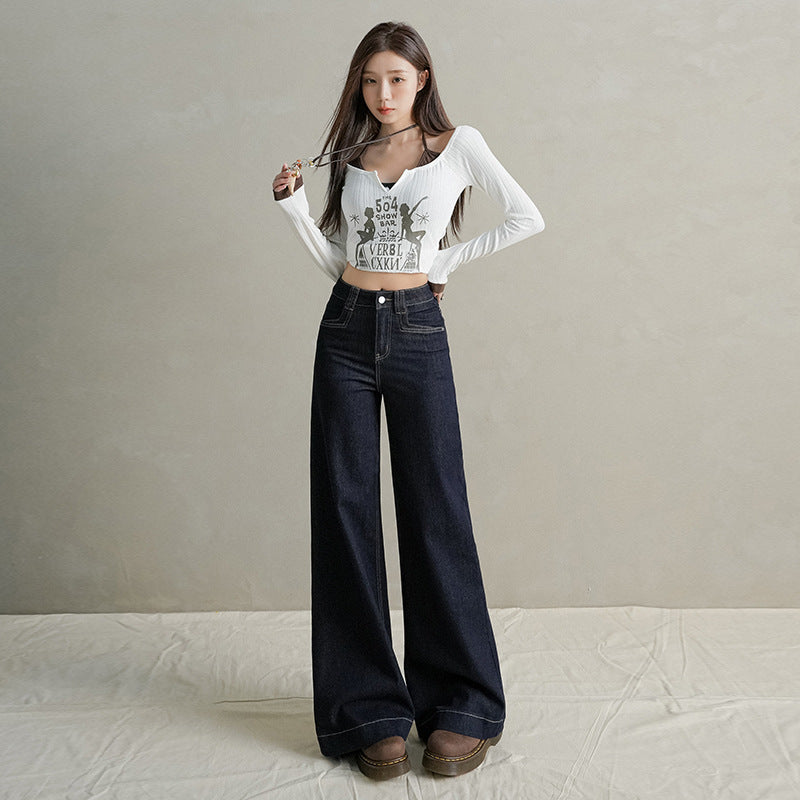 High Waist Loose Fit Denim Pants for Women - Trendy Wide Leg Trousers