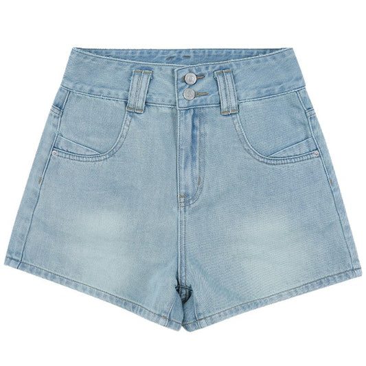 Light Blue High-Waisted A-Line Denim Shorts for Women