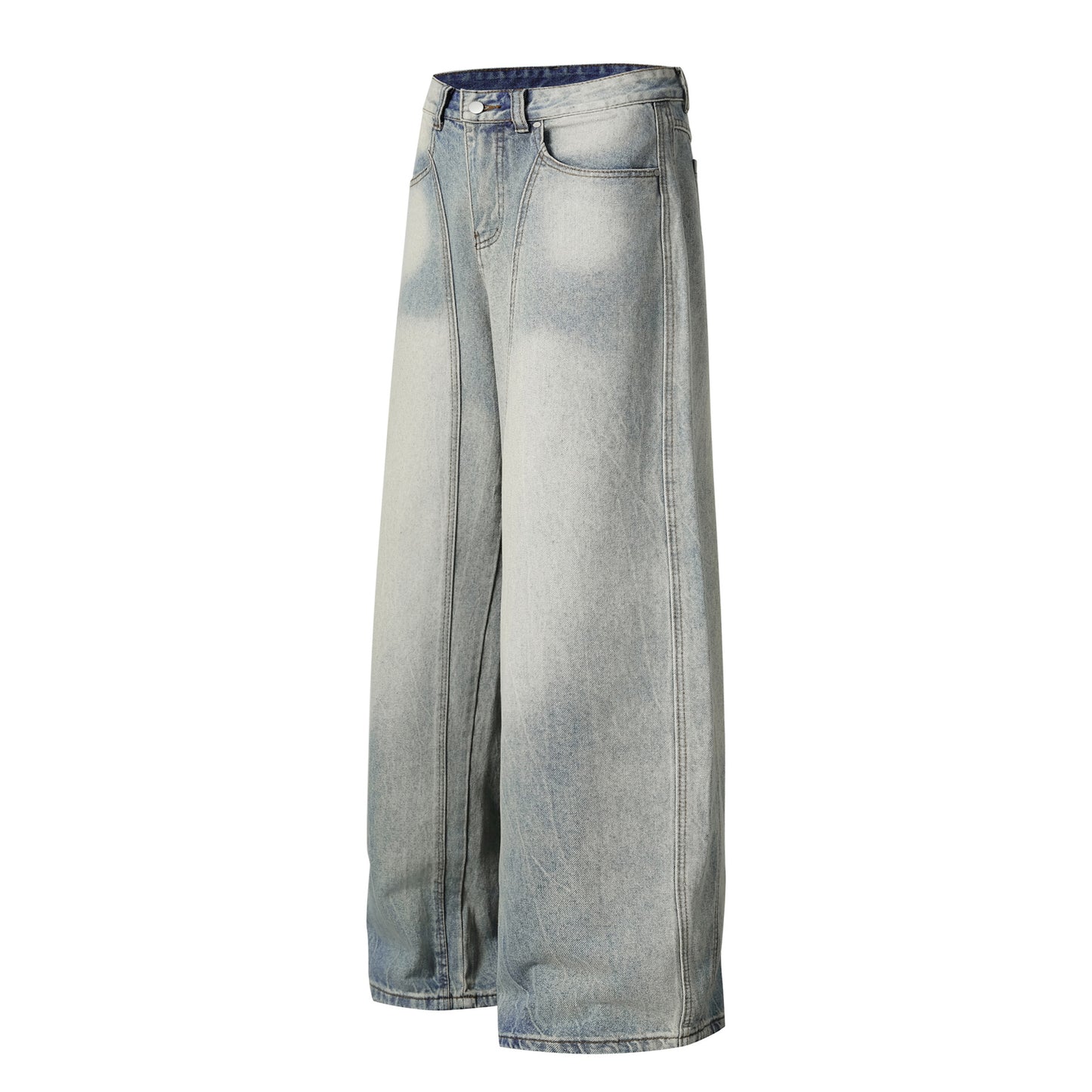 High Street Retro Wide-Leg Jeans for Men and Women - Loose Deconstructed Design