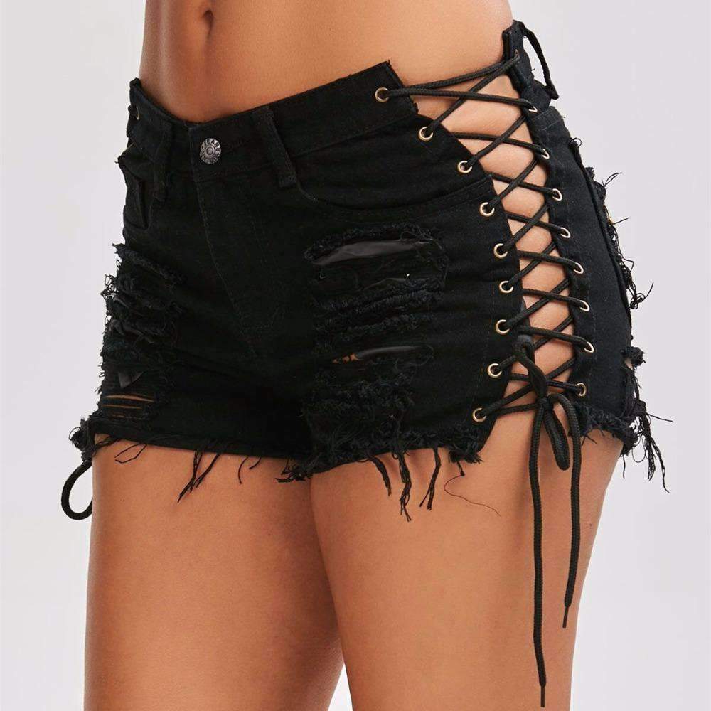 High Waist Ripped Denim Shorts for Women