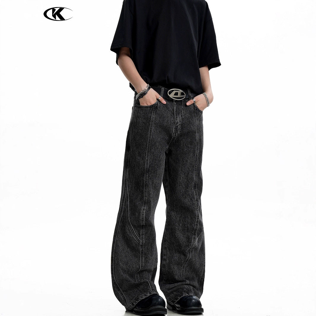 Men's and Women's Water-Washed Faded Flared Denim Pants