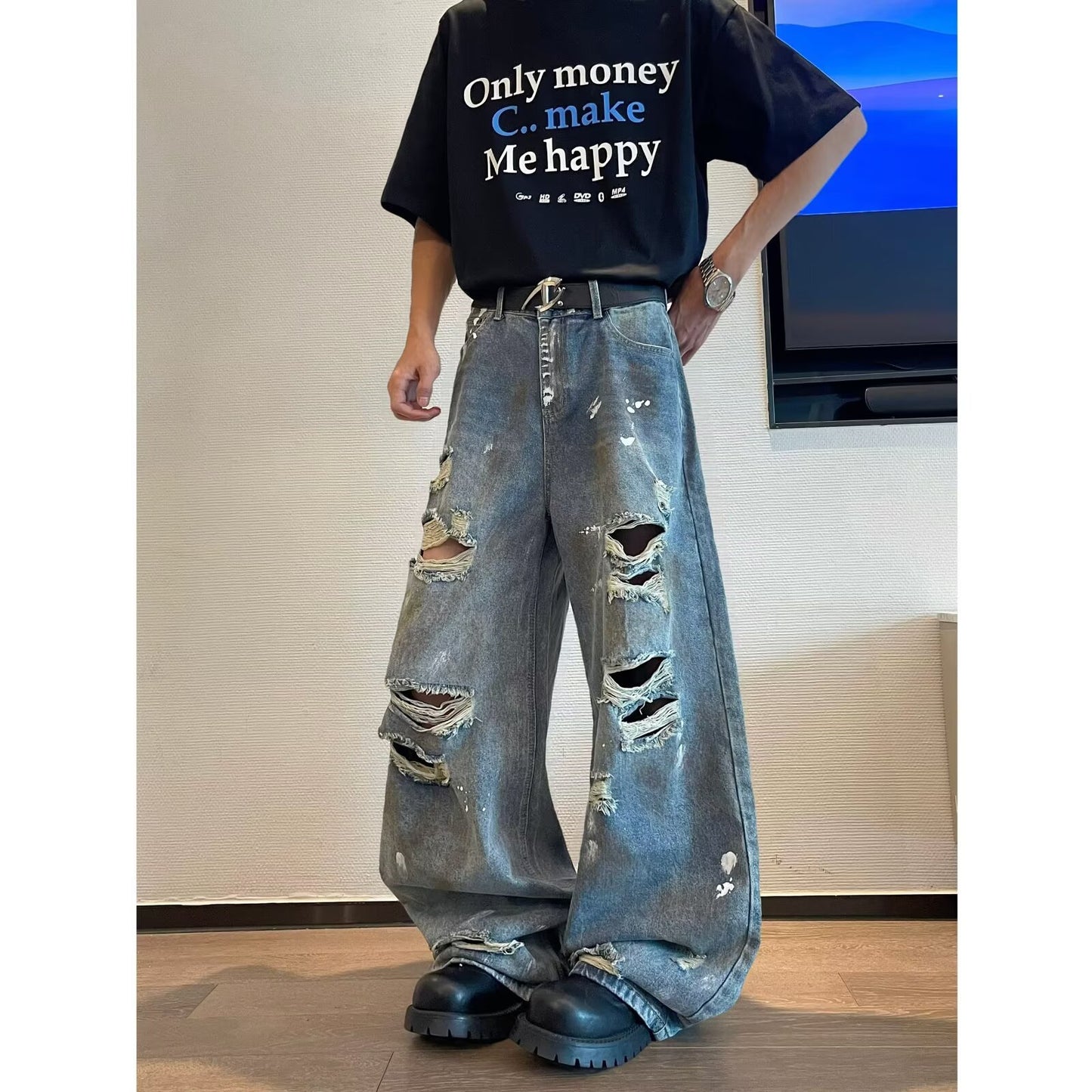 Summer New Retro Beggar Loose Wide Leg Pants