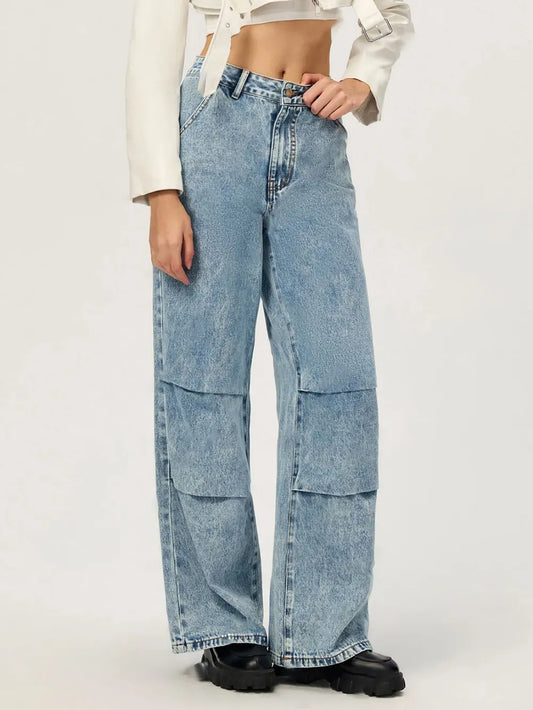 Premium Wide Leg Jeans with Pockets - Japanese Denim