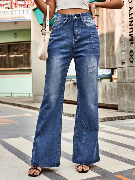 High Rise Bootcut Jeans with Pockets - Premium Japanese Denim