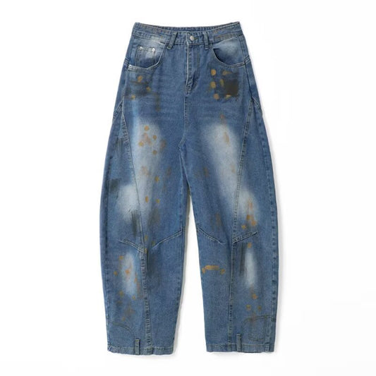 Old Graffiti Curved Knife Jeans for Men - Summer Style
