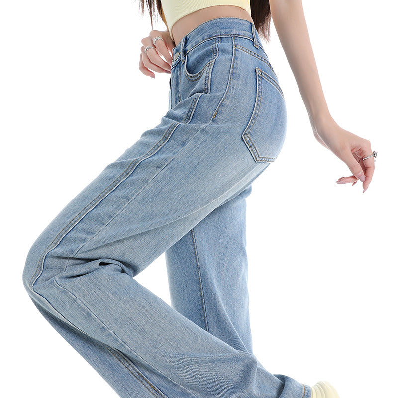 Lyocell Denim Flare Pants for Women - High Waist, Loose Fit, Elastic Flare Trousers