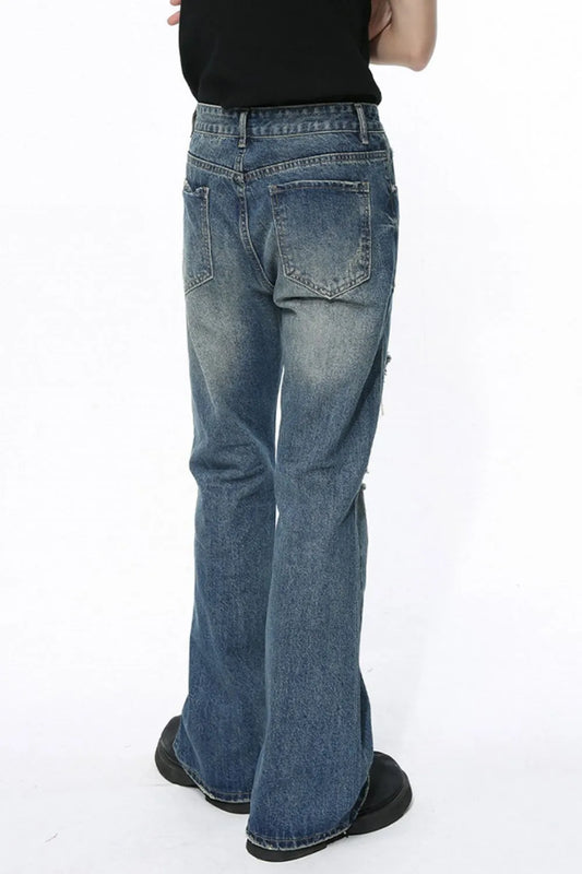 Men's Distressed Bootcut Jeans - Premium Japanese Denim