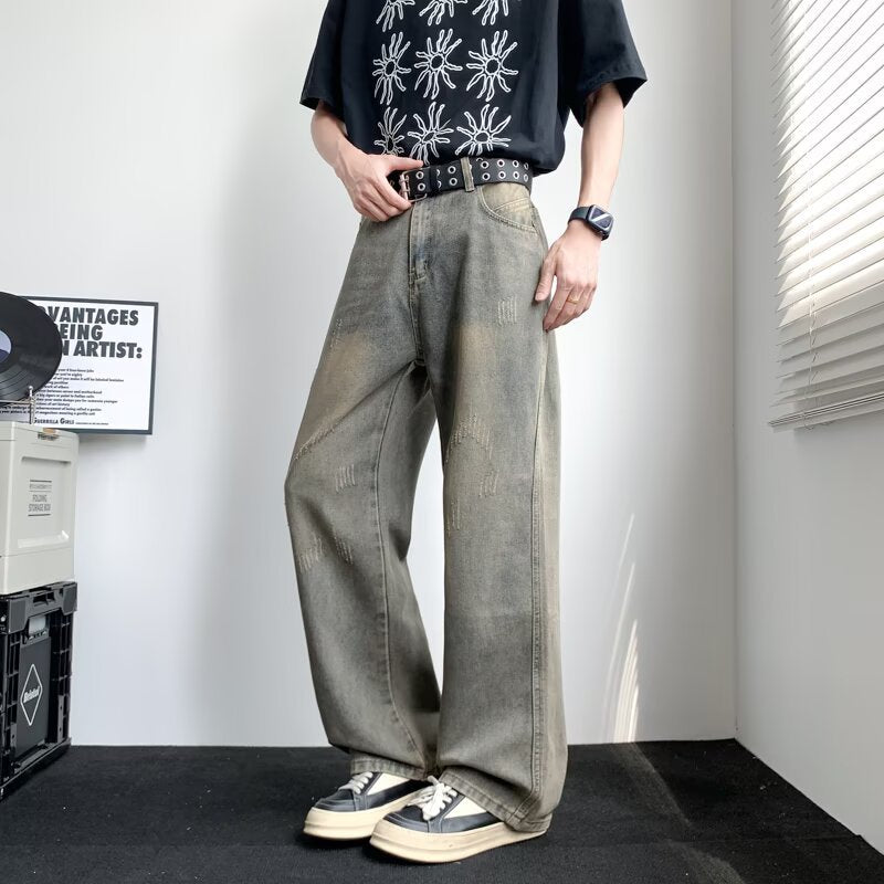 Premium Japanese Denim Straight Leg Jeans - Vintage Mud Dye