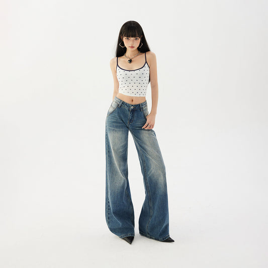 Low Waist High Rise Loose Denim Pants for Women - Slimming Flare Trousers