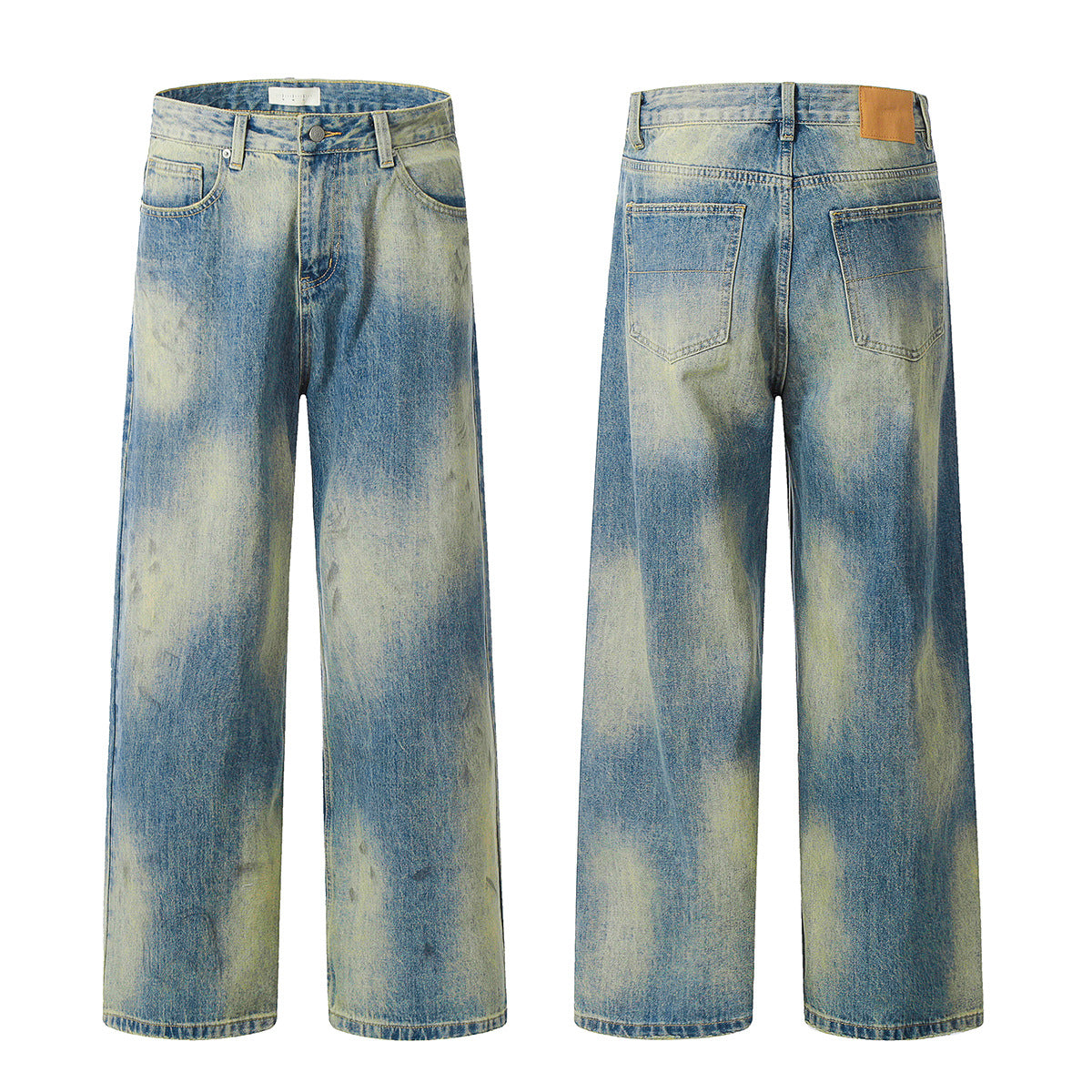 Gradient Faded Scratched Ripped Slim Street Loose Casual Long Pants