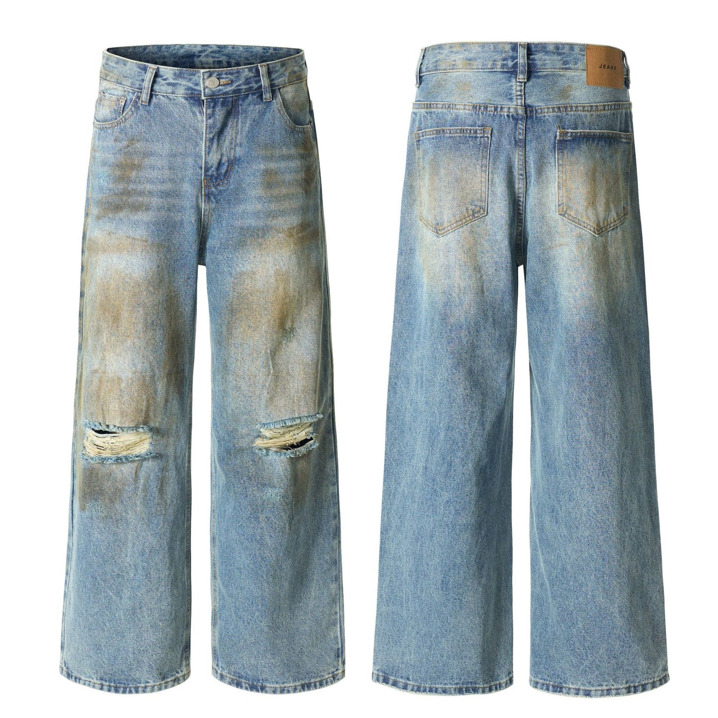 Retro Simple Loose Washed Design Jeans