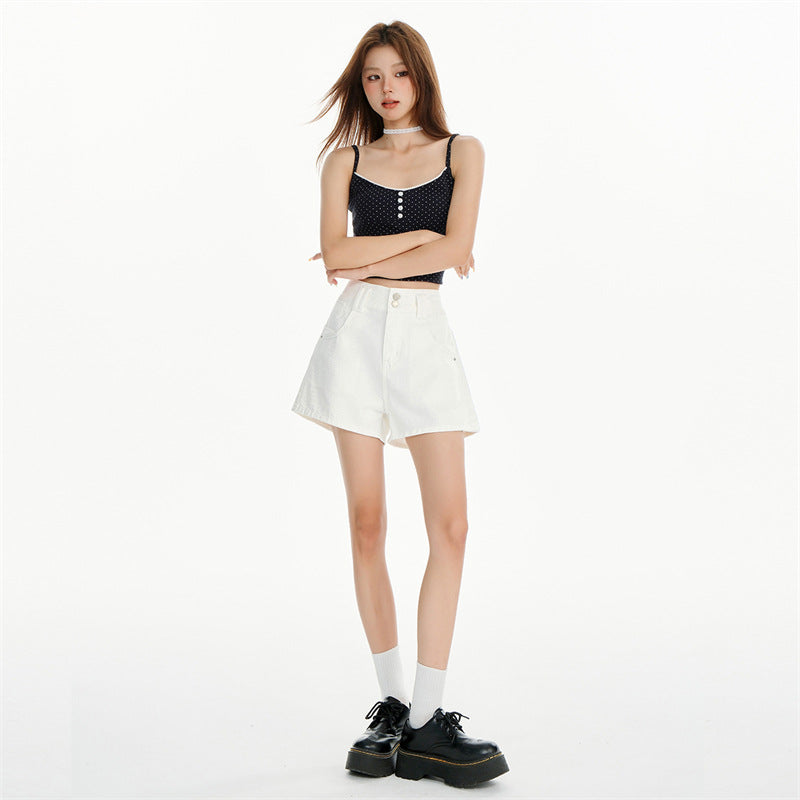 Light Blue High-Waisted A-Line Denim Shorts for Women