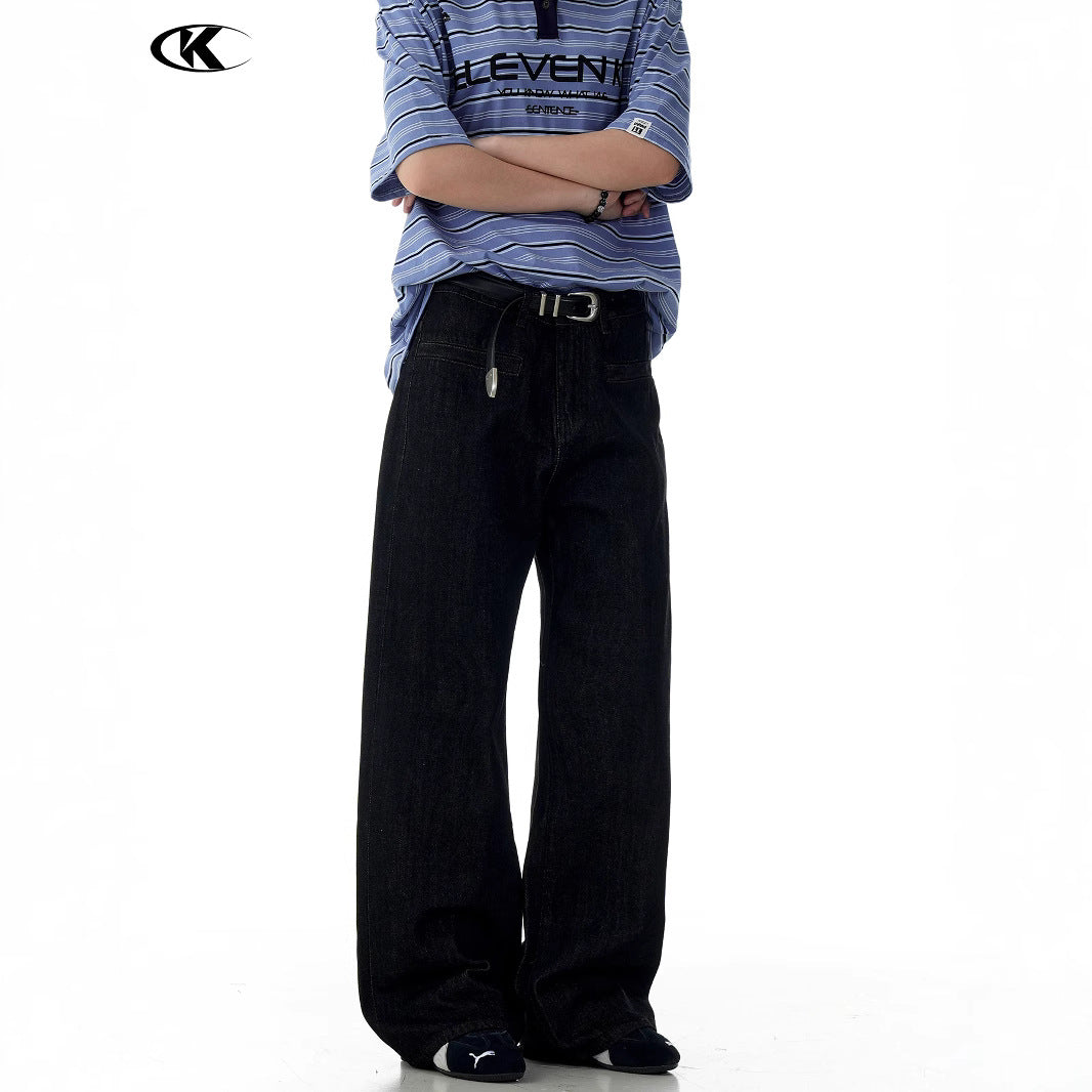 Red Edge Black Original Jeans - Unisex A-Line Straight Loose Long Pants