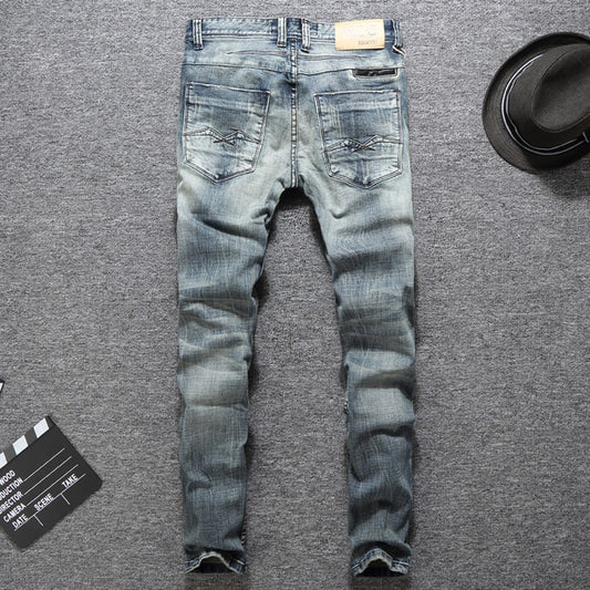 Italian Designer Slim Fit Ripped Jeans for Men - High Quality Cotton - Plus Size 29-38