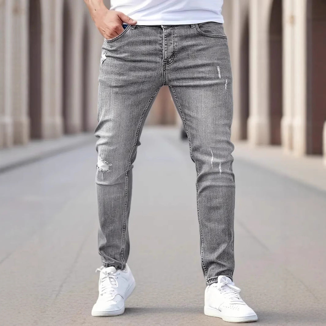 Men's American Style Elastic Skinny Jeans - Tight Fit Denim Pants